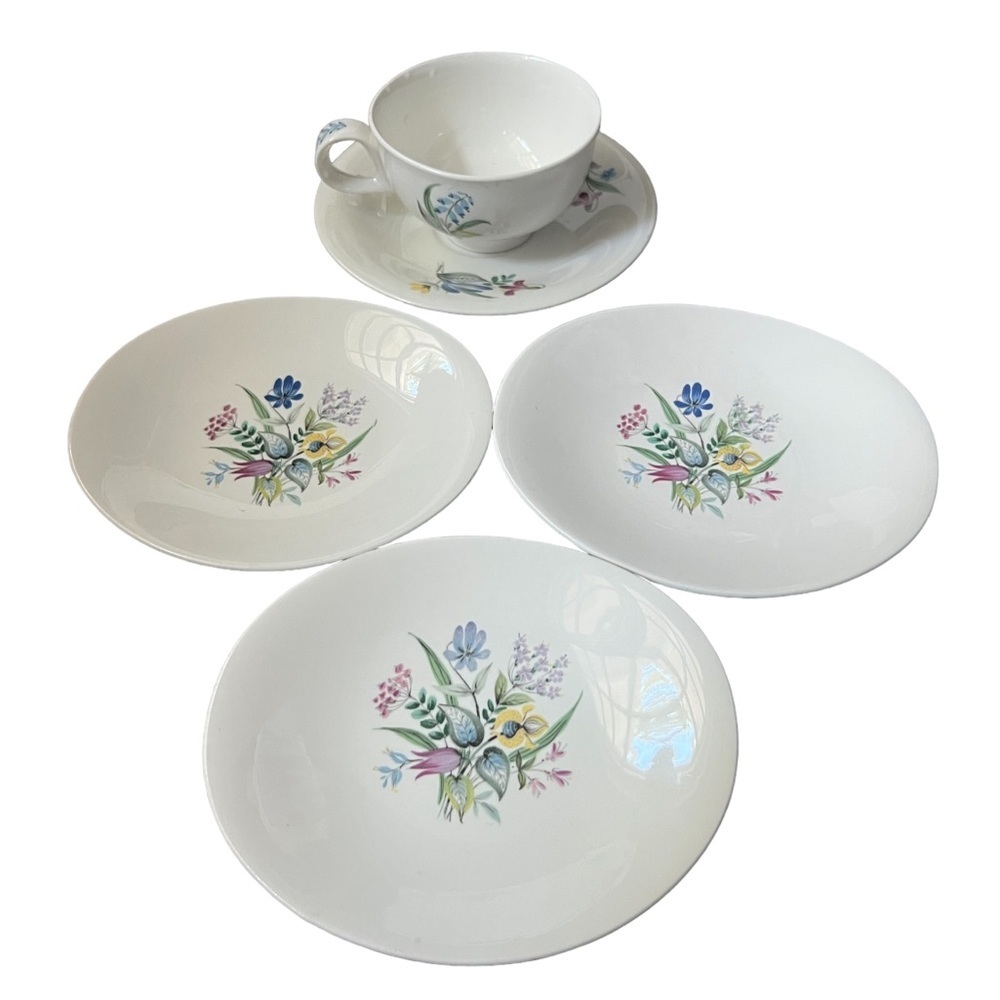 3 Hall Hallcraft Eva Zeisel Bouquet Bread & Butter Oval Plate + Teacup & Saucer